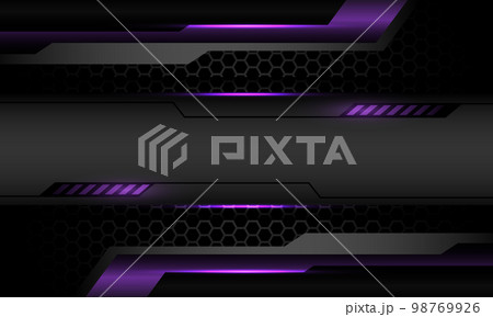 Abstract silver black banner purple cyber geometric on blue hexagon mesh pattern design modern luxury background vector 98769926