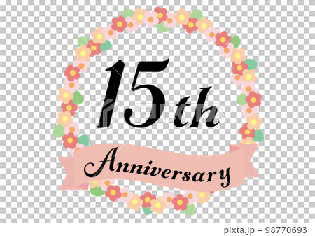 15th anniversary frame decorated with flowers_pink 98770693