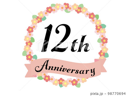 花であしらった12周年のアニバーサリーフレーム_ピンク 98770694