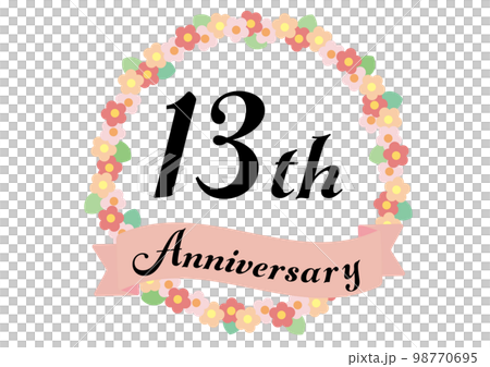 13th anniversary frame decorated with flowers_pink 98770695