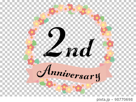 2nd anniversary frame decorated with flowers_pink 2nd anniversary frame decorated with flowers_pink 98770698