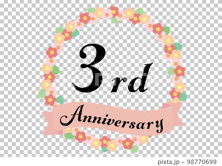 3rd anniversary frame decorated with flowers_pink 3rd anniversary frame decorated with flowers_pink 98770699