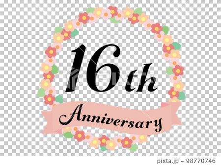 16th anniversary frame decorated with flowers_pink 98770746