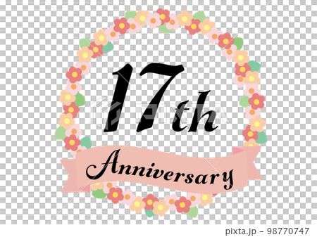 Happy 17th Anniversary!! 【水面下】 上位賞 17th anniversary frame decorated with flowers_pink - Stock