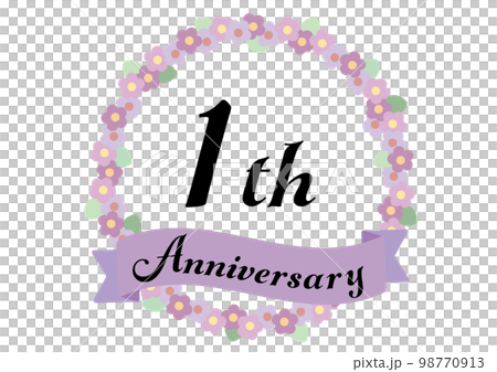 1st anniversary frame decorated with flowers_Purple 1st anniversary frame decorated with flowers_Purple 98770913