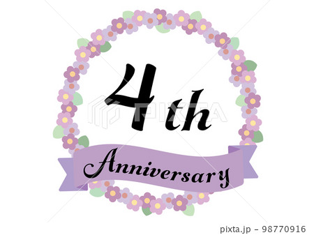 花であしらった4周年のアニバーサリーフレーム_パープル 花であしらった4周年のアニバーサリーフレーム_パープル 98770916