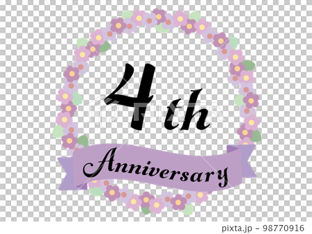 4th anniversary frame decorated with flowers_Purple 98770916