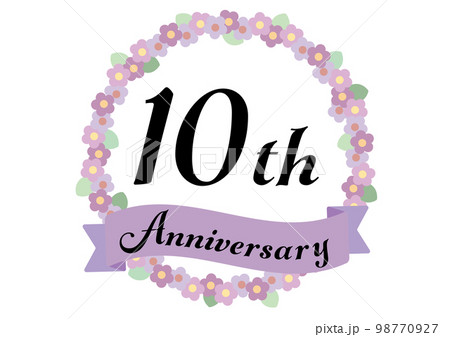 花であしらった10周年のアニバーサリーフレーム_パープル 花であしらった10周年のアニバーサリーフレーム_パープル 98770927