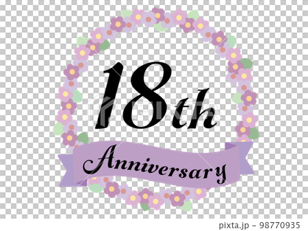 18th anniversary frame decorated with flowers_Purple 18th anniversary frame decorated with flowers_Purple 98770935