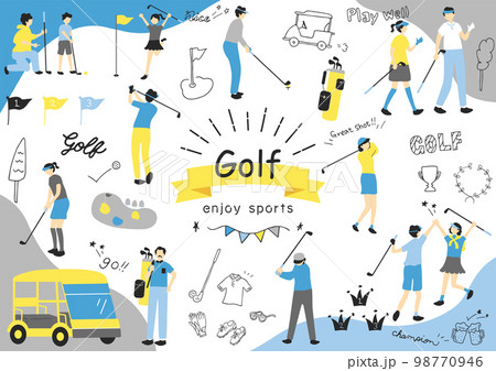 ゴルフを楽しむ人達 98770946