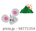 山から出る朝日とねずみ　キャンプ　アウトドア 98771354