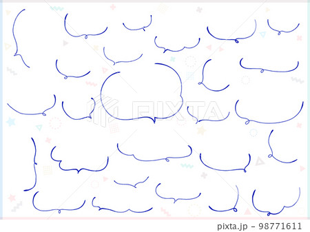 春色 万年筆で描いた手描きの吹き出しセット 春色 万年筆で描いた手描きの吹き出しセット 98771611