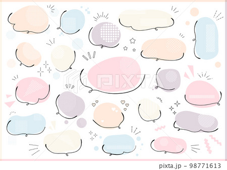 春色　万年筆で描いた手描きの吹き出しセット 98771613