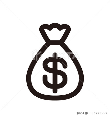 ドル袋　アイコン（線の太さ三種） 98772905