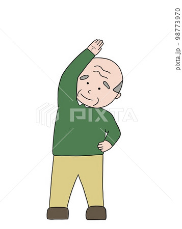 ラジオ体操する高齢者 98773970