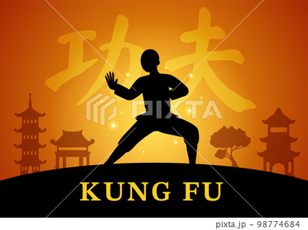 Kung Fu Illustration with People Showing Chinese Sport Martial Art in Flat Cartoon Hand Drawn for Web Banner or Landing Page Templates 98774684