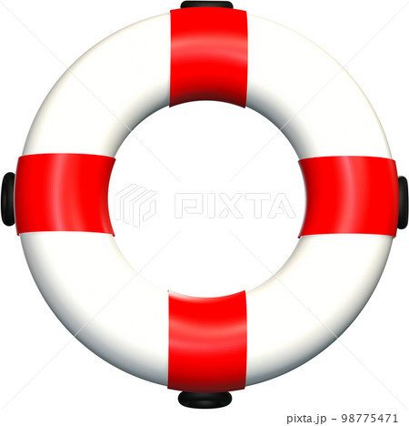 Rubber ring ren and white 3d icon illustration. 98775471