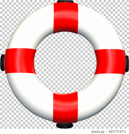 Rubber ring ren and white 3d icon illustration. 98775471