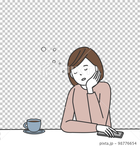 A woman taking a nap while using a smartphone 98776654