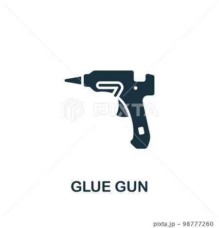 Glue gun icon. Monochrome simple sign from construction instruments collection. Glue gun icon for logo, templates, web design and infographics. Glue gun icon. Monochrome simple sign from construction instruments collection. Glue gun icon for logo, templates, web design and infographics. 98777260