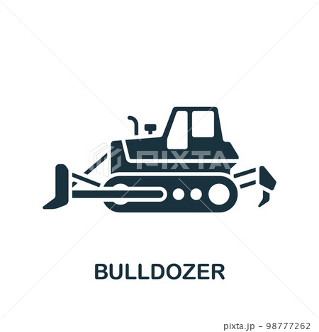Bulldozer icon. Monochrome simple sign from construction instruments collection. Bulldozer icon for logo, templates, web design and infographics. Bulldozer icon. Monochrome simple sign from construction instruments collection. Bulldozer icon for logo, templates, web design and infographics. 98777262