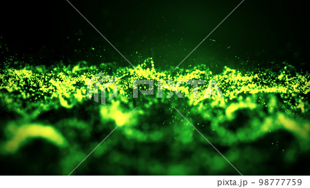 波打つ光のパーティクルの背景（グリーン） 98777759
