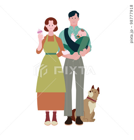 幸せな家庭 夫婦 育児 犬と暮らす 家族 保護犬 98777918