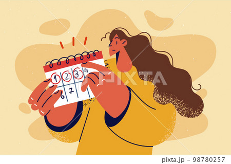 Woman count circle days in calendar Woman count circle days in calendar 98780257