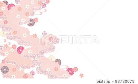 背景（和の春空）-雲桜の模様1-1 98780679
