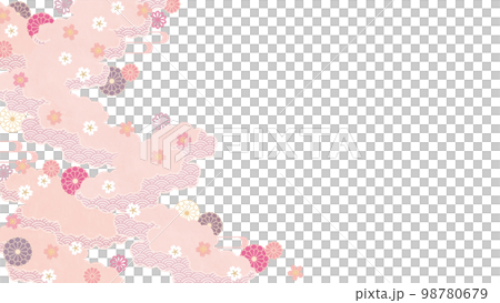 背景（和の春空）-雲桜の模様1-1 98780679