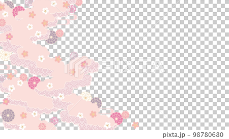 背景（和の春空）-雲桜の模様1-1ベク 98780680