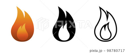 Fire flame icon set in flat. Fire symbols. 98780717