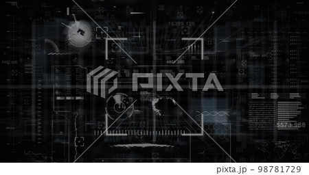 Composition of data processing on black background Composition of data processing on black background 98781729