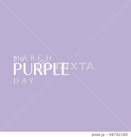 Illustrative image of 26 march and purple day text isolated against purple background, copy space 98782280