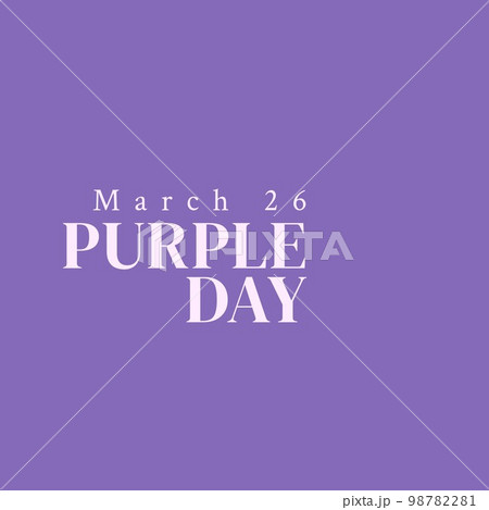 Illustration of 26 march and purple day text isolated on purple background, copy space 98782281
