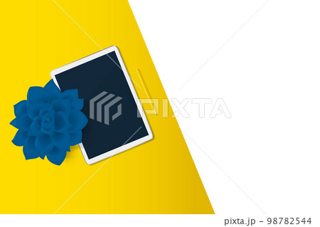 Workplace desk top view template for stay home concept Workplace desk top view template for stay home concept 98782544