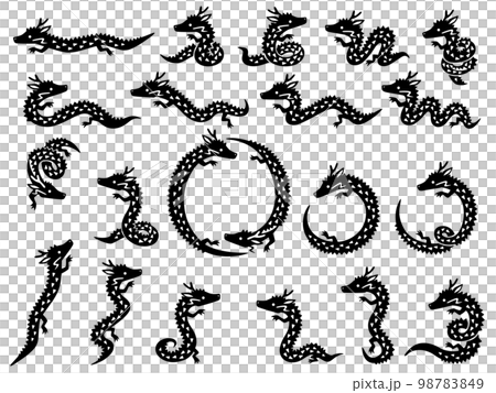 Illustration set of small dragon characters 98783849