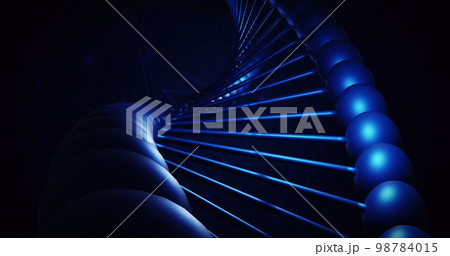 Image of close up of macro blue dna strand Image of close up of macro blue dna strand 98784015