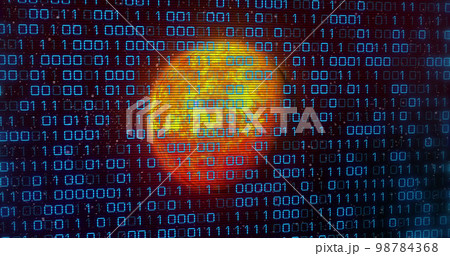 Image of binary code over yellow planetのイラスト素材 [98784368] - PIXTA