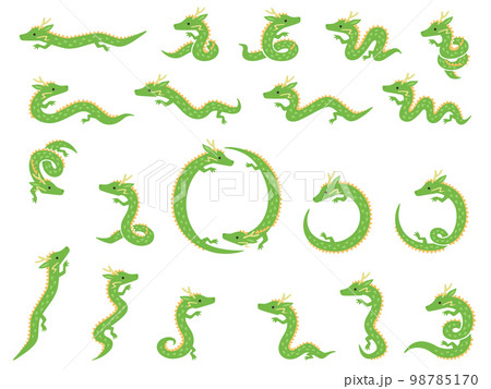 小さい龍のキャラクターのイラストセット 小さい龍のキャラクターのイラストセット 98785170