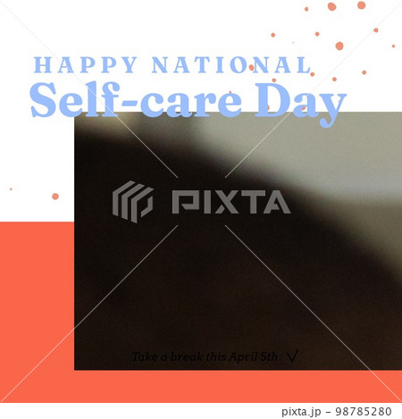 Composition of national self-care day text and copy space over pattern and grey background Composition of national self-care day text and copy space over pattern and grey background 98785280