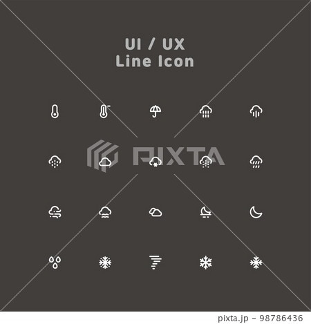 Simple white minimal line ui ux icon set 98786436