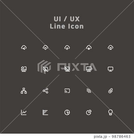 Simple white minimal line ui ux icon set 98786463