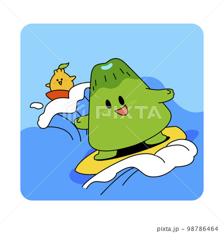 jeju island emoticon character_Hallabong citrus fruit and surfing 98786464