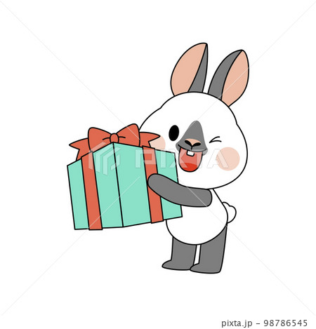 cute emoji rabbit character giving gifts 98786545