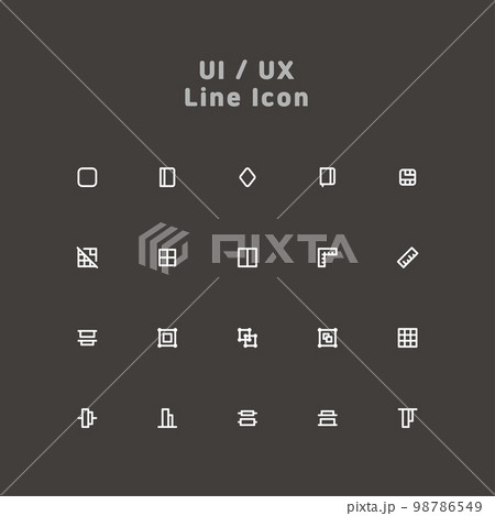 Simple white minimal line ui ux icon setのイラスト素材 [98786549] - PIXTA