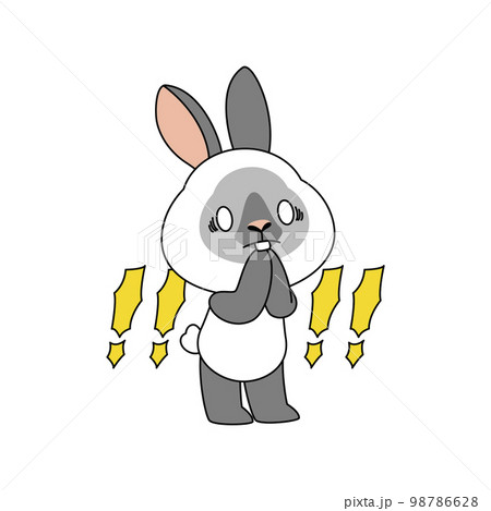cute emoji rabbit character surprisingのイラスト素材 [98786628