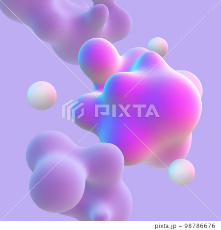 3D abstract nanoparticles on purple background. 98786676