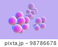3D abstract liquid bubbles on purple background. 98786678