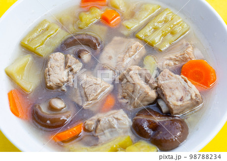 Bitter melon with pork rib soup recipe Bitter melon with pork rib soup recipe 98788234